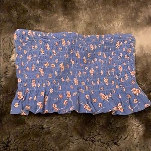 American Eagle blue flowered smock crop top - XXS